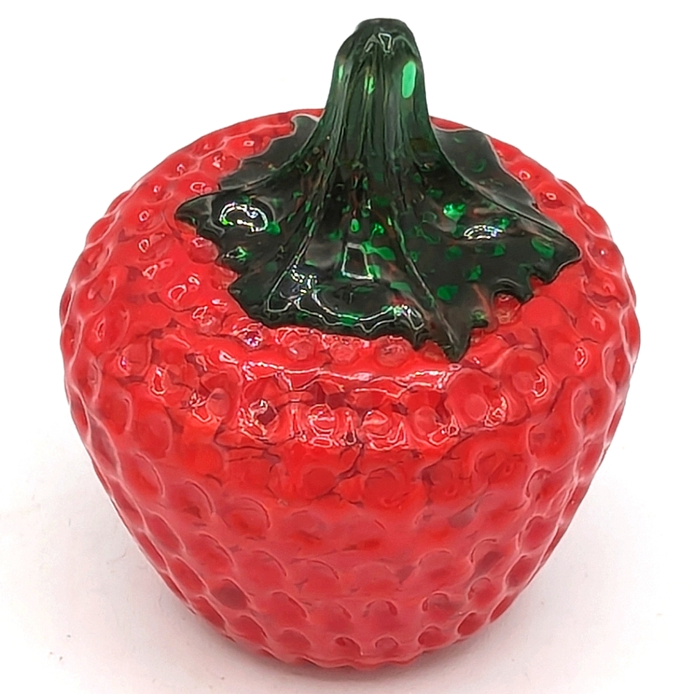 Joe Rice St Clair Art Glass Strawberry Paperweight Marked 3"